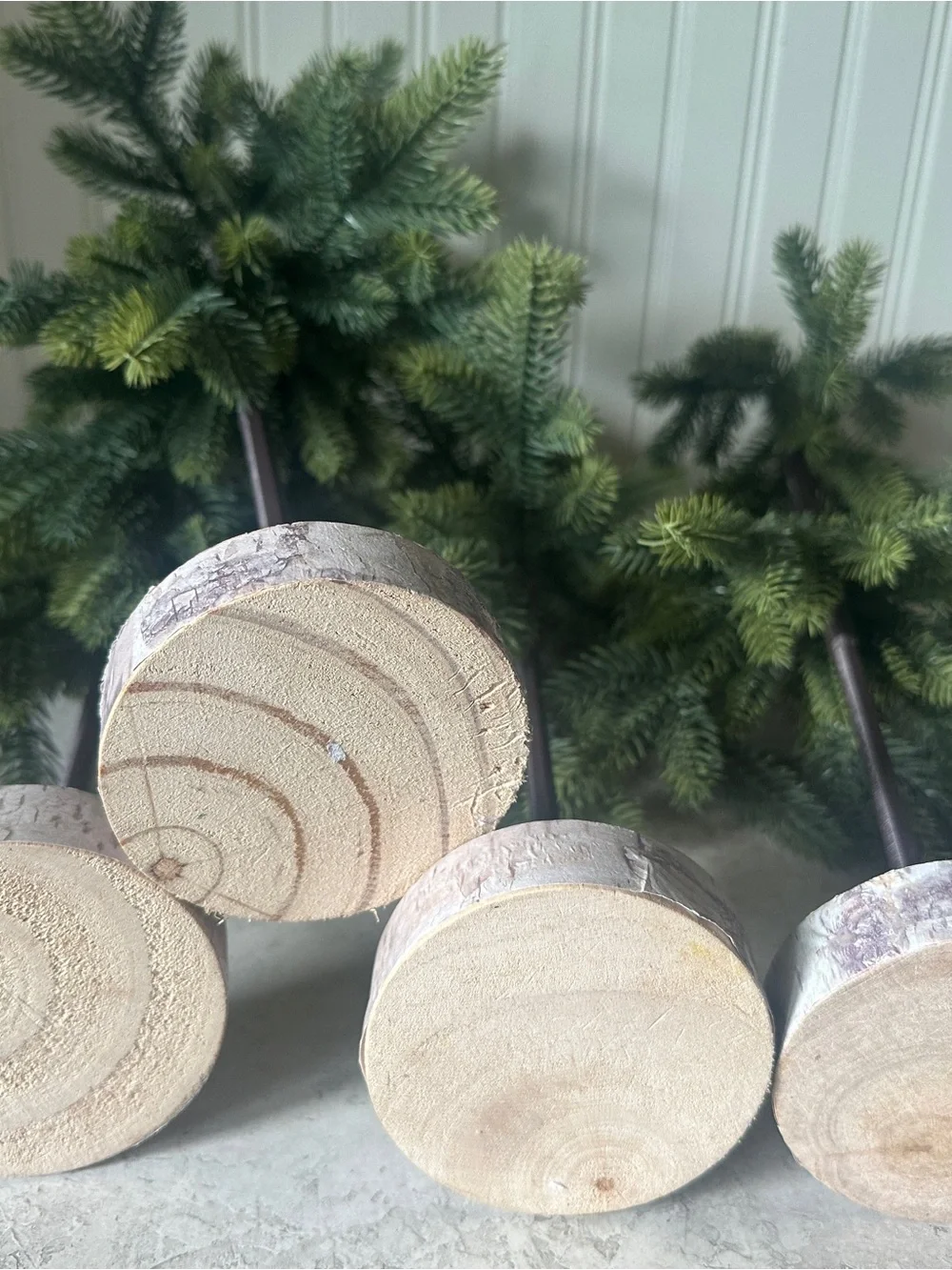Large Artificial 18” Pine Trees Set Of 4 Christmas Village Mantel Decor Display